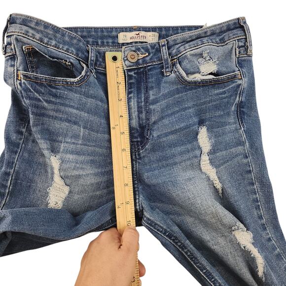 Vintage Y2k Hollister Jeans Womens 7R 28x31 Ripped Destroyed Straight Boot 2000s - Picture 12 of 16